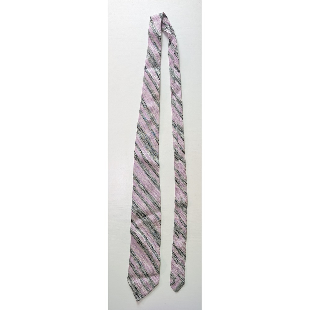 Pink and Grey Textured Diagonal Stripe Mens Necktie Tie